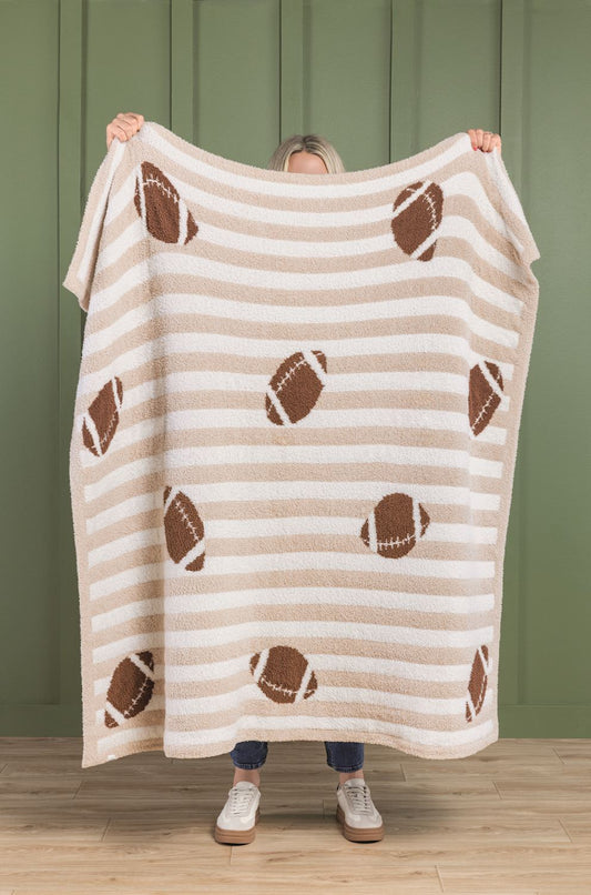 Football Chenille Throw Blanket | Soft Striped Game Day Blanket |