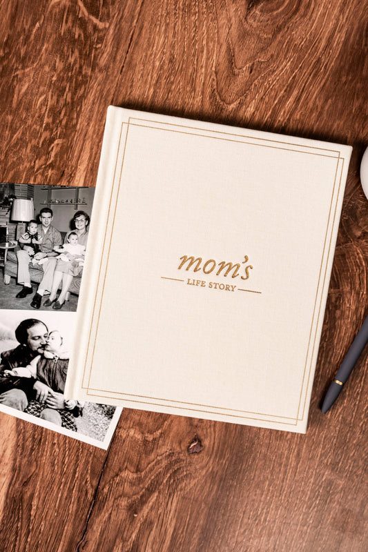 MOM Tell Me Your Story Journal - Linen Bound Life Story Book