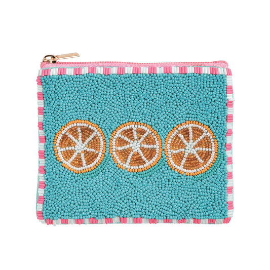 Fruit Stand Beaded Zip Pouch