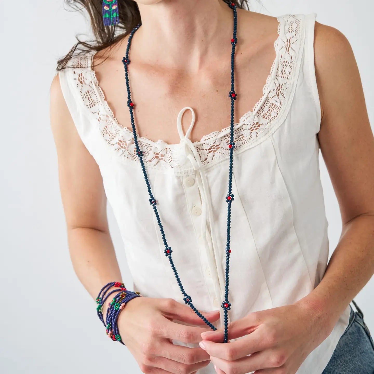 The Andie Crystal Beaded Flower Necklace