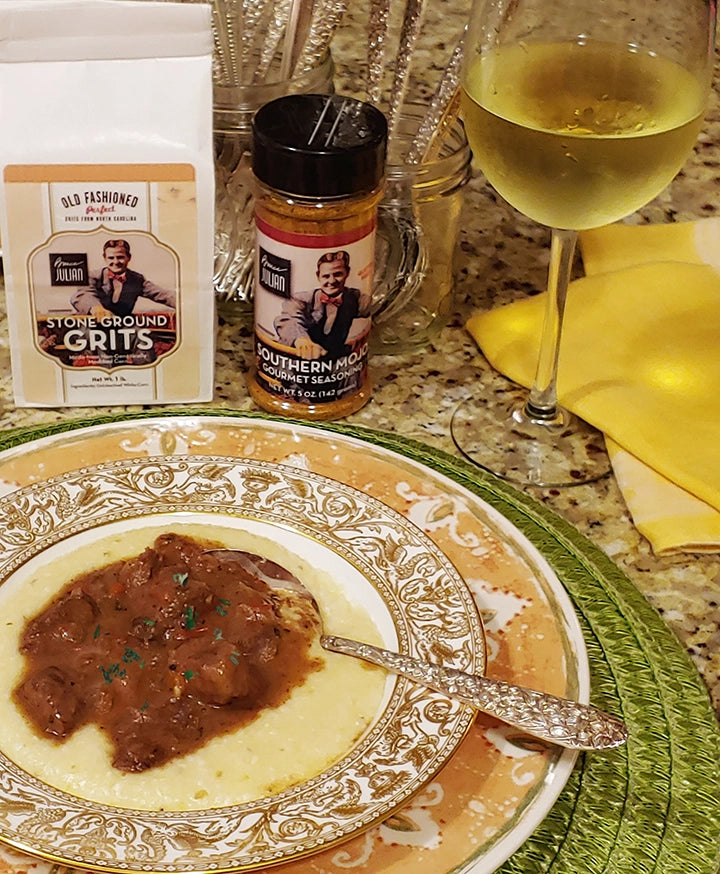 Bruce Julian Stone Ground Grits served Southern style with gravy