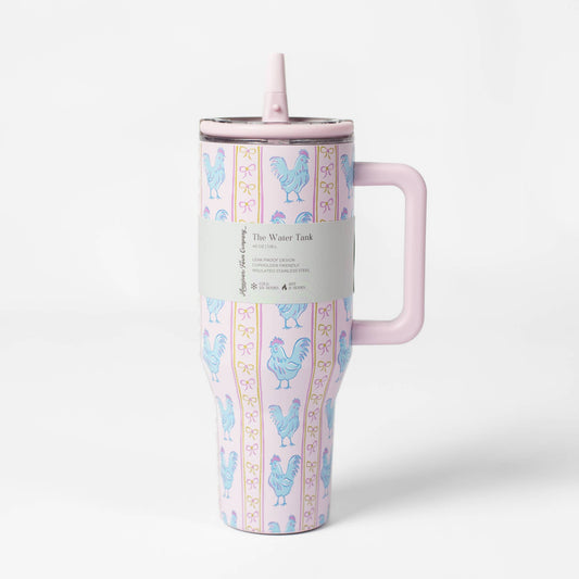 Pink Chicken & Bows 40oz Water Tank Insulated Spill Tumbler