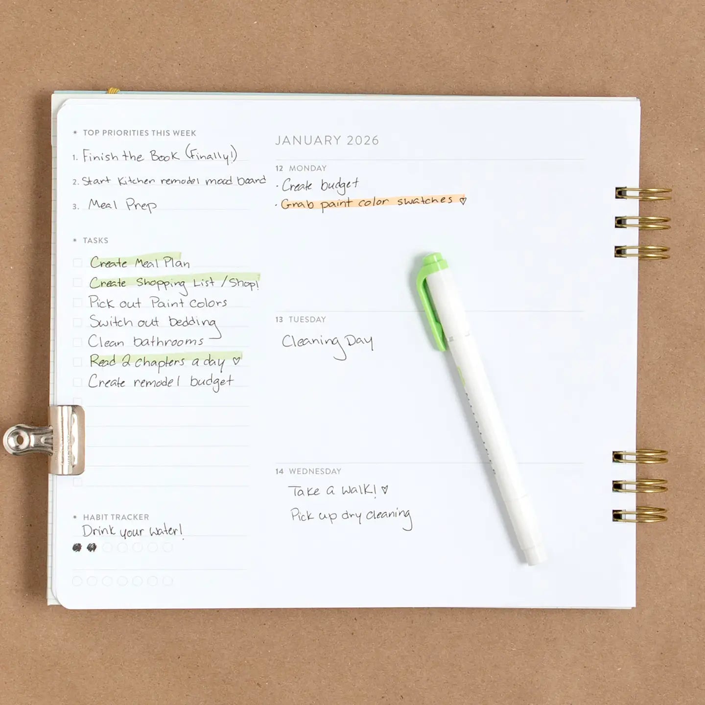 Undated Spiral Weekly Planner | 7" x 9" Weekly To-Do Planner