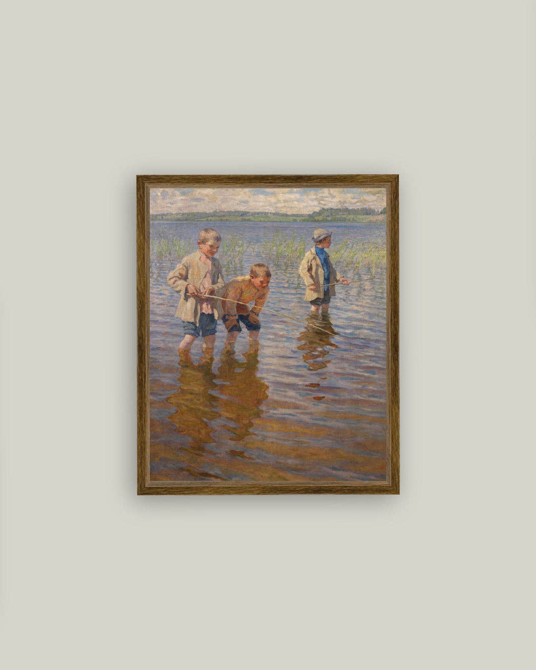 Mid-Day Fishing Framed Antique Art: 5x7
