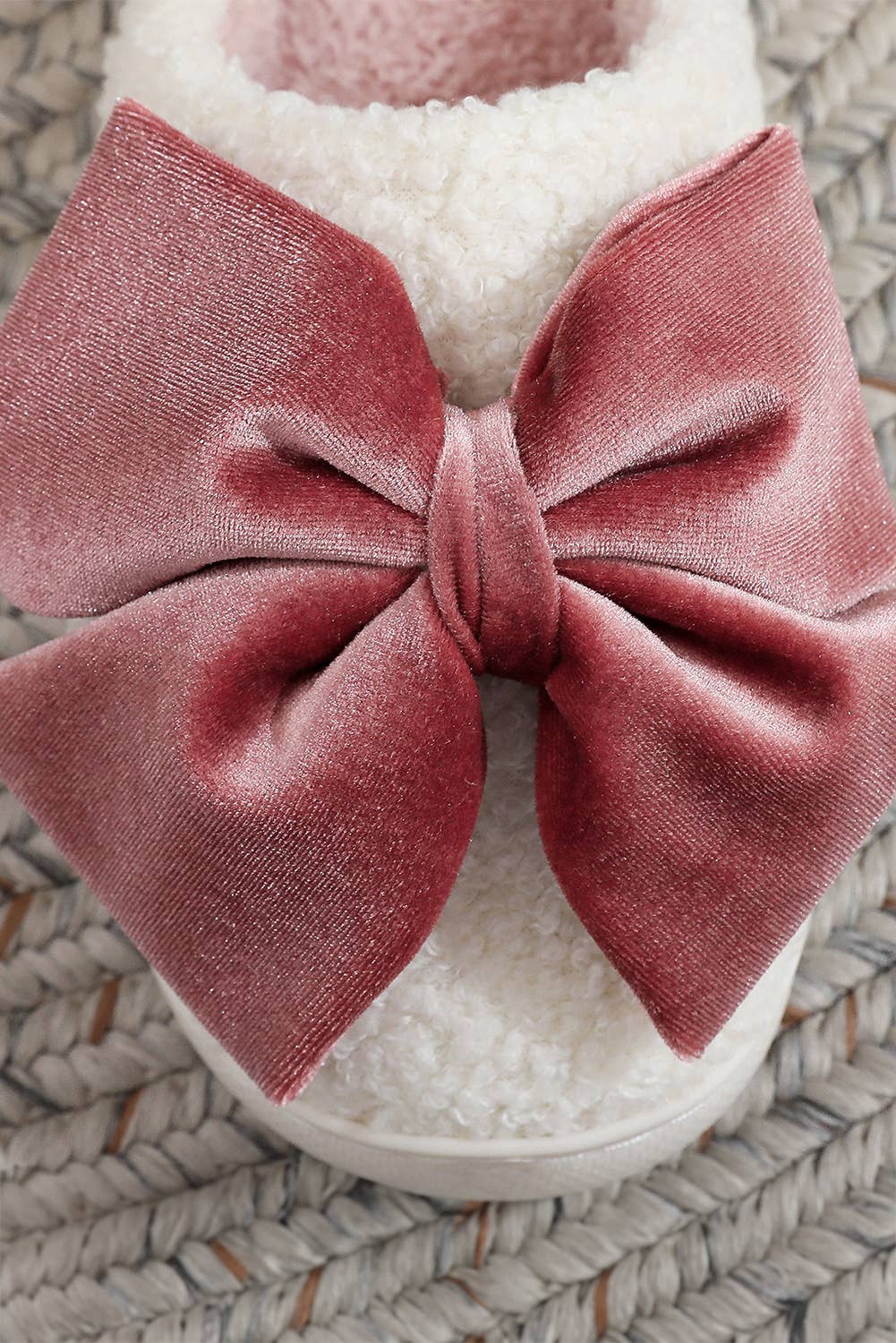 Pink Bow  Plush Slippers
