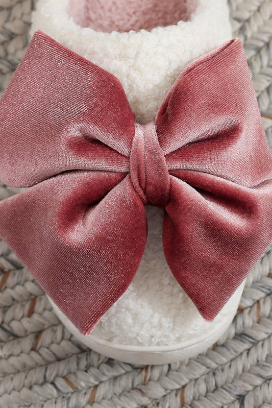 Pink Bow  Plush Slippers