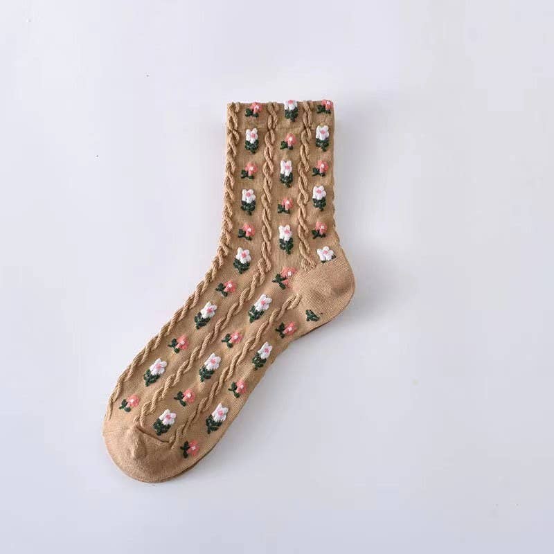FLORAL MID CALF LENGTH SOCKS