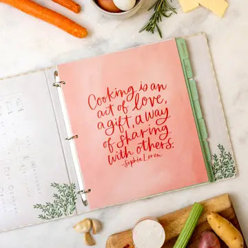 Beige Gingham Large Recipe Binder