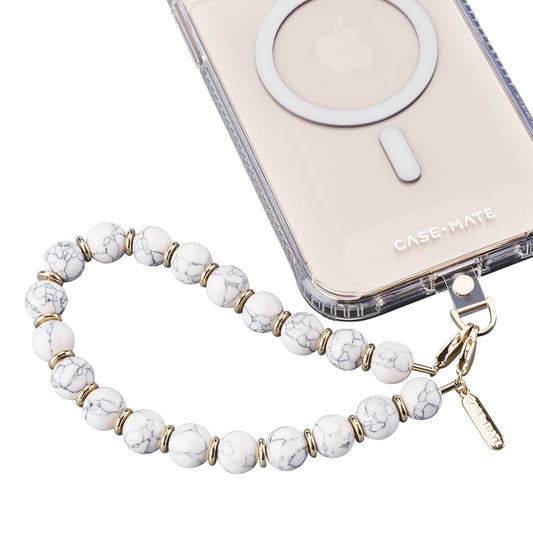 Case-Mate White Marble Beaded Phone Wristlet
