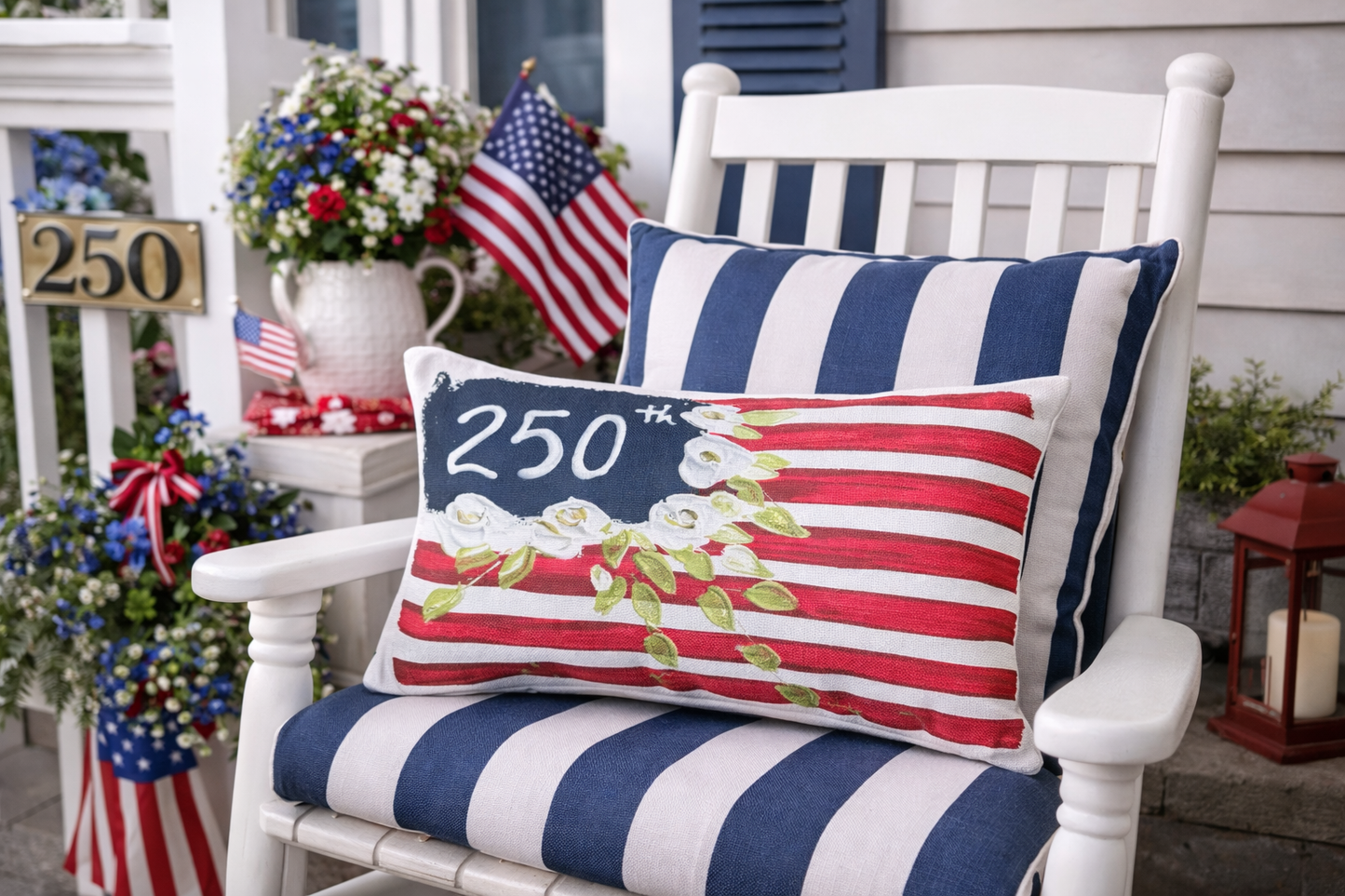Liberty Blooms 250th Flag Lumbar Pillow