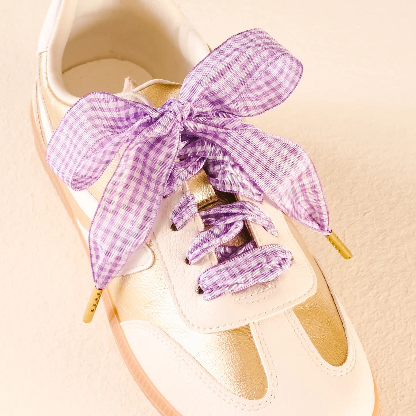 Gingham Purple Step it Up Shoelaces