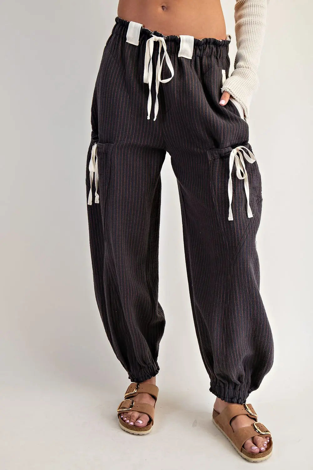 Weekend Wanderer Striped Drawstring Jogger Pants