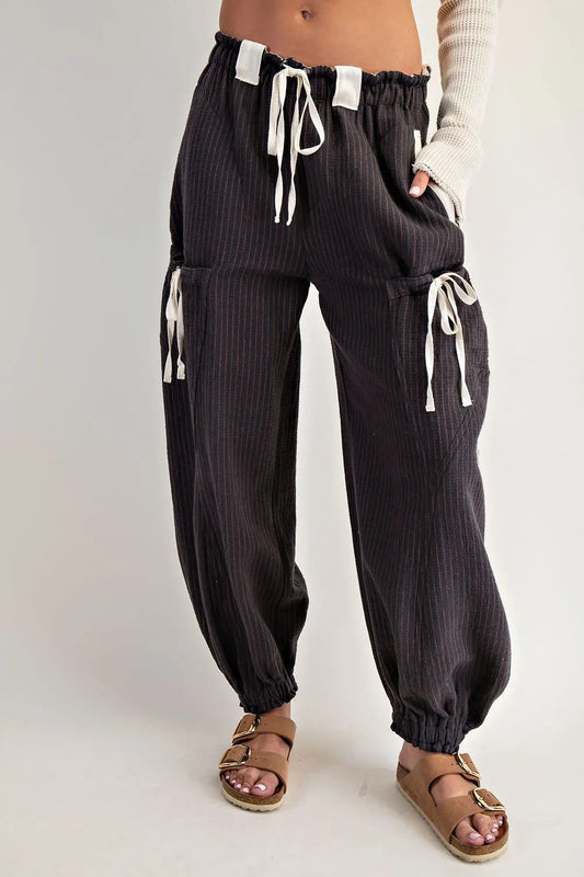 Weekend Wanderer Striped Drawstring Jogger Pants