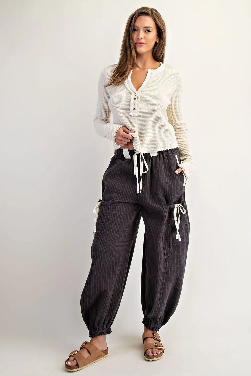 Weekend Wanderer Striped Drawstring Jogger Pants
