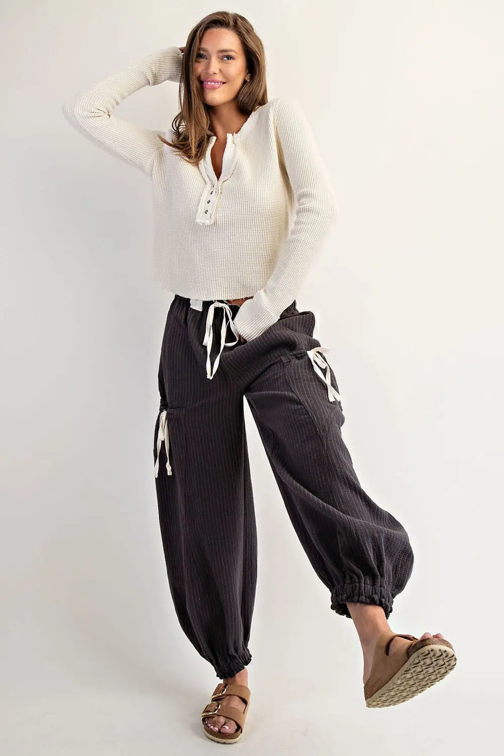 Weekend Wanderer Striped Drawstring Jogger Pants