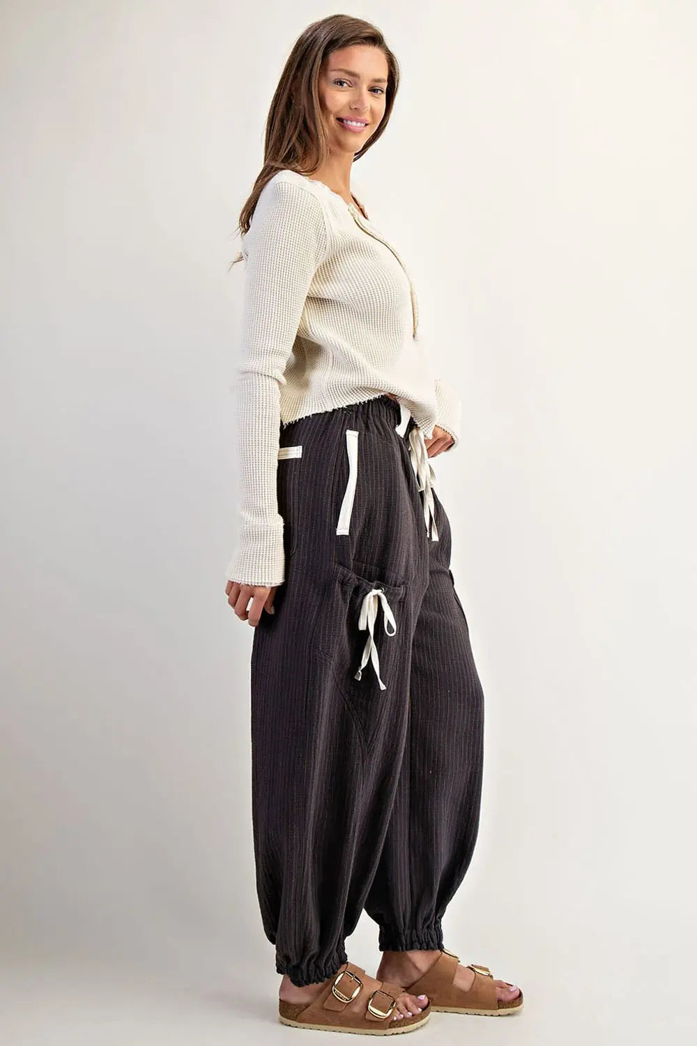 Weekend Wanderer Striped Drawstring Jogger Pants