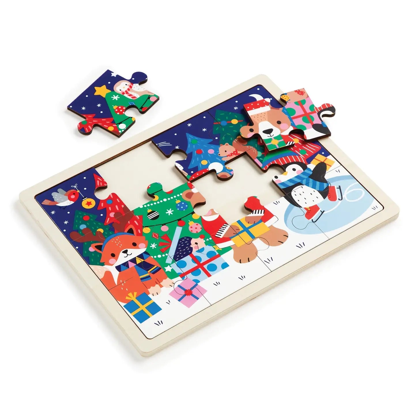 Festive Friends 12 Piece Wooden Tray Puzzle