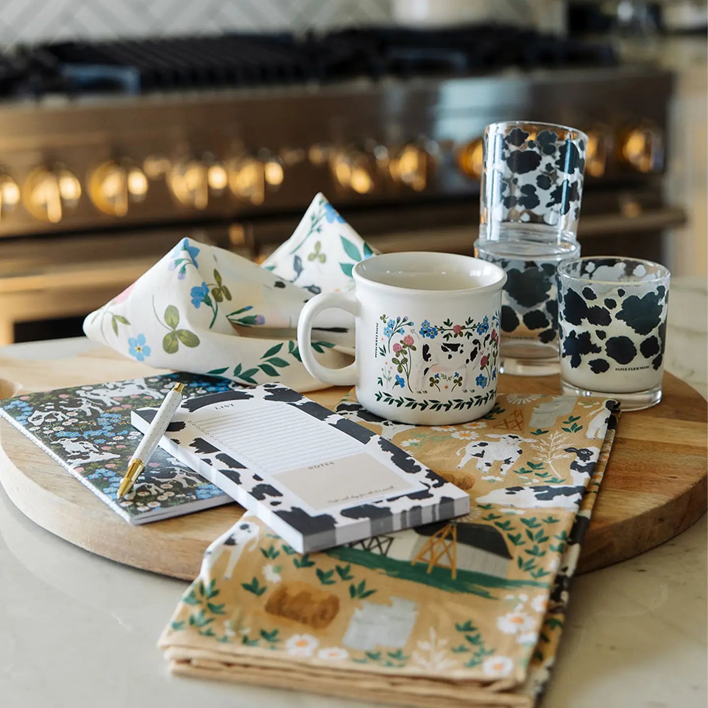 Milk Cows & Flowers Stitched Notebook