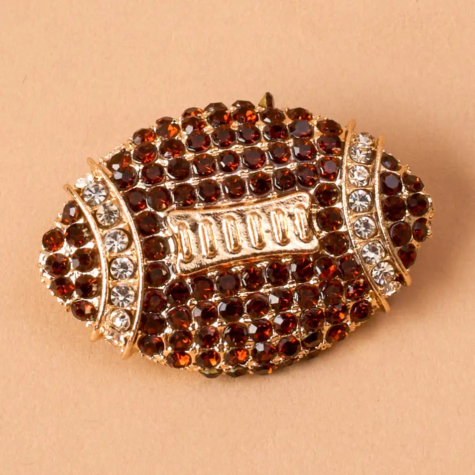Rhinestone Football Brooch Pin