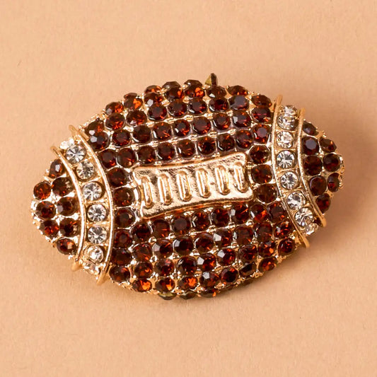 Rhinestone Football Brooch Pin