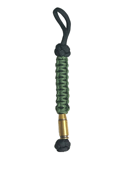 Green paracord Lanyard w/ Brass Bullet Bead
