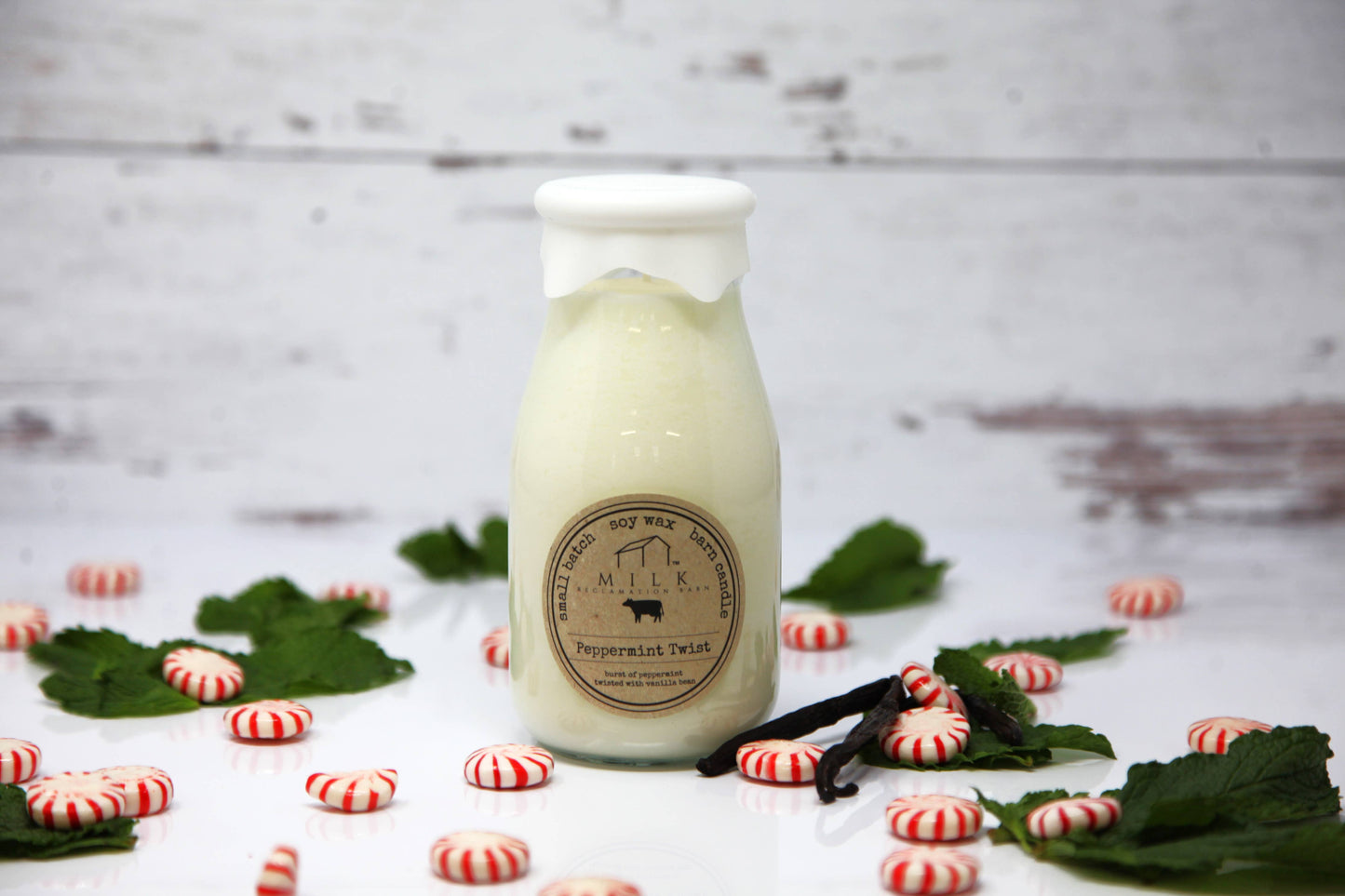 Milk Bottle Candle Peppermint Twist