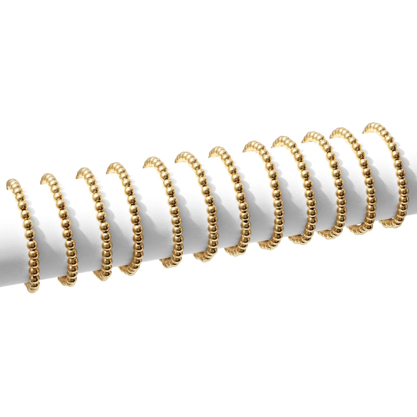 Splendid Iris Gold 6mm Beaded Stretch Bracelet