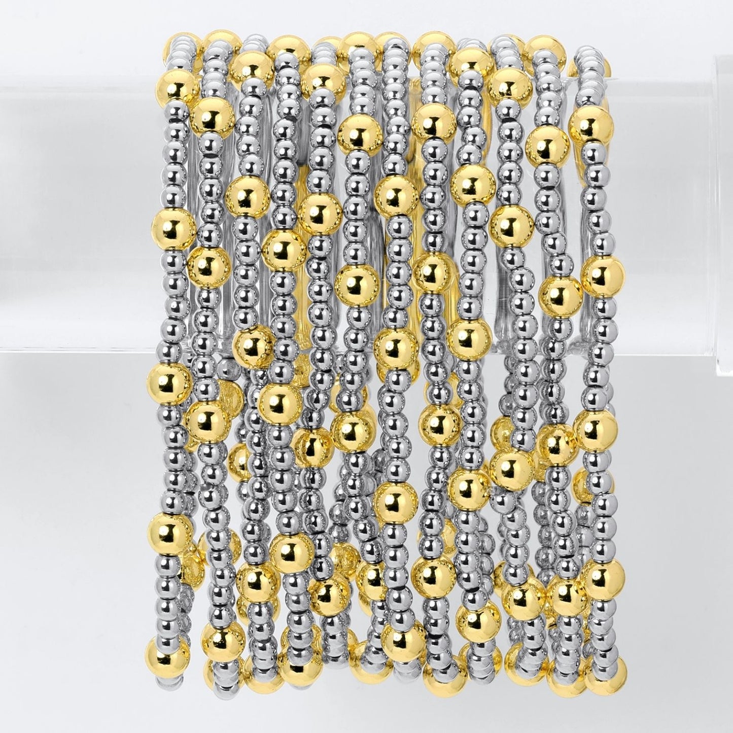 Splendid Iris Two-Tone Beaded Stretch Bracelet