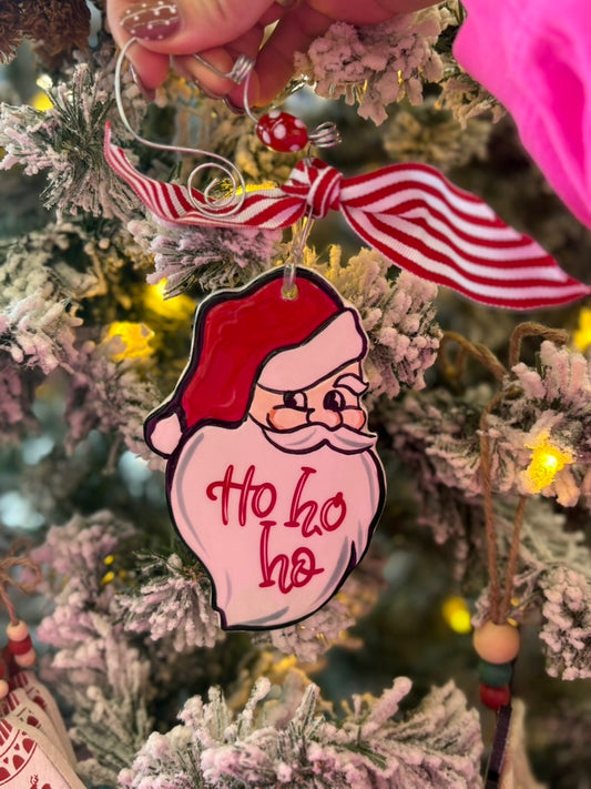 HO HO HO Santa Ornament