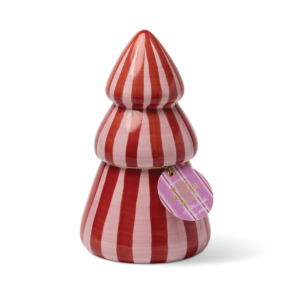 Paddywax Christmas Cabana Tree Candle | Pink Peppermint | Ceramic Holiday Candle