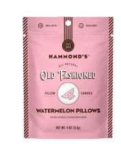 Hammond’s Old Fashioned Watermelon Pillows candy in pink 6.4 oz bag