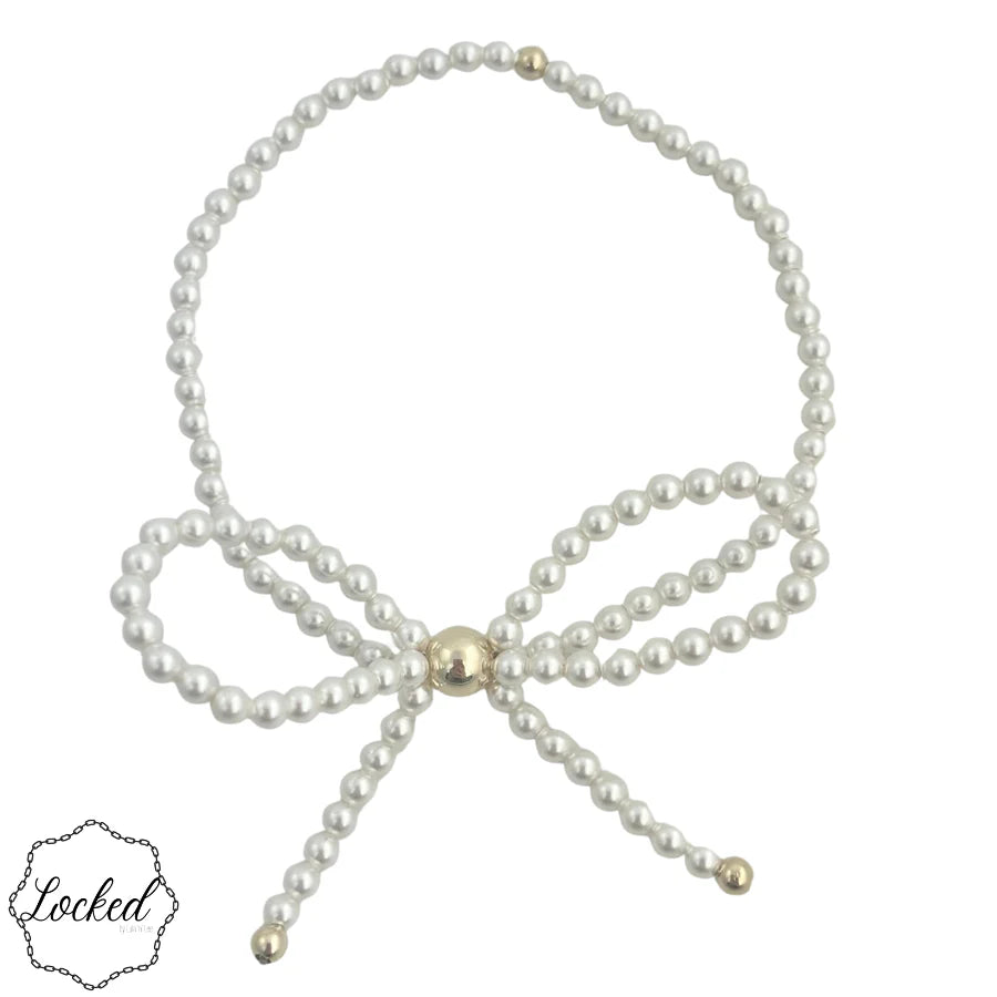 Glass Pearl Bow and Gold Filled Bracelet