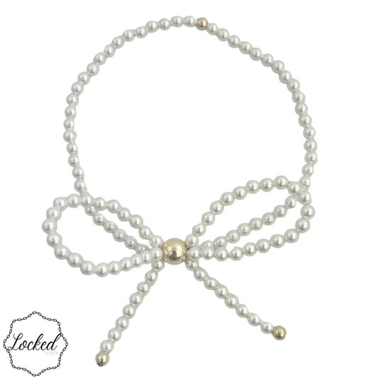 Glass Pearl Bow and Gold Filled Bracelet