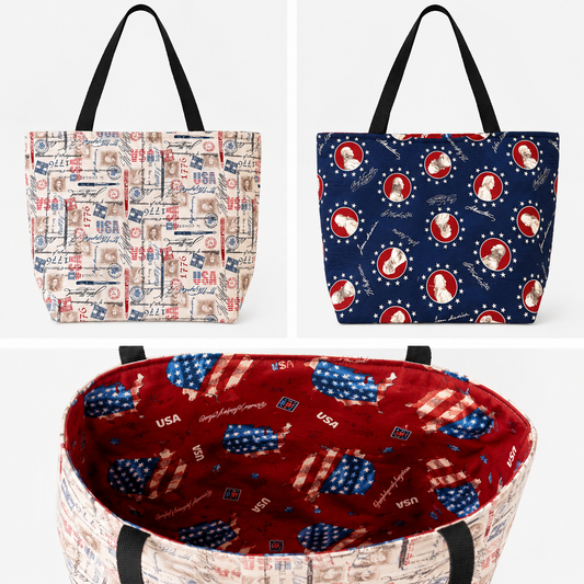Handmade Patriotic Quilted Tote Bag | Americana Market Tote