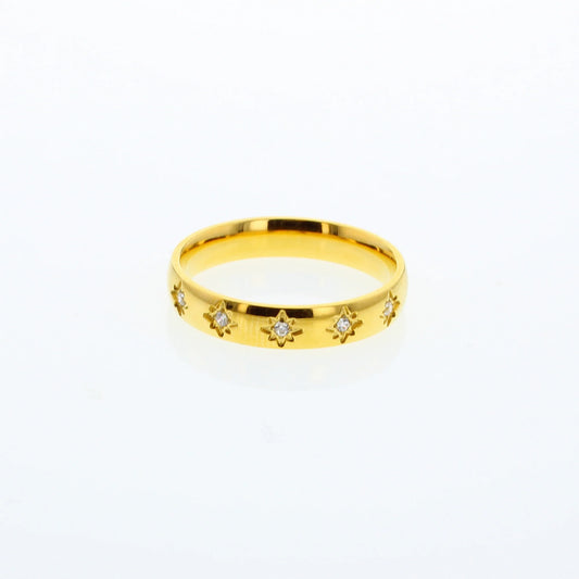 Gold Marlow CZ star ring featuring a polished gold vermeil band with sparkling cubic zirconia celestial star accents