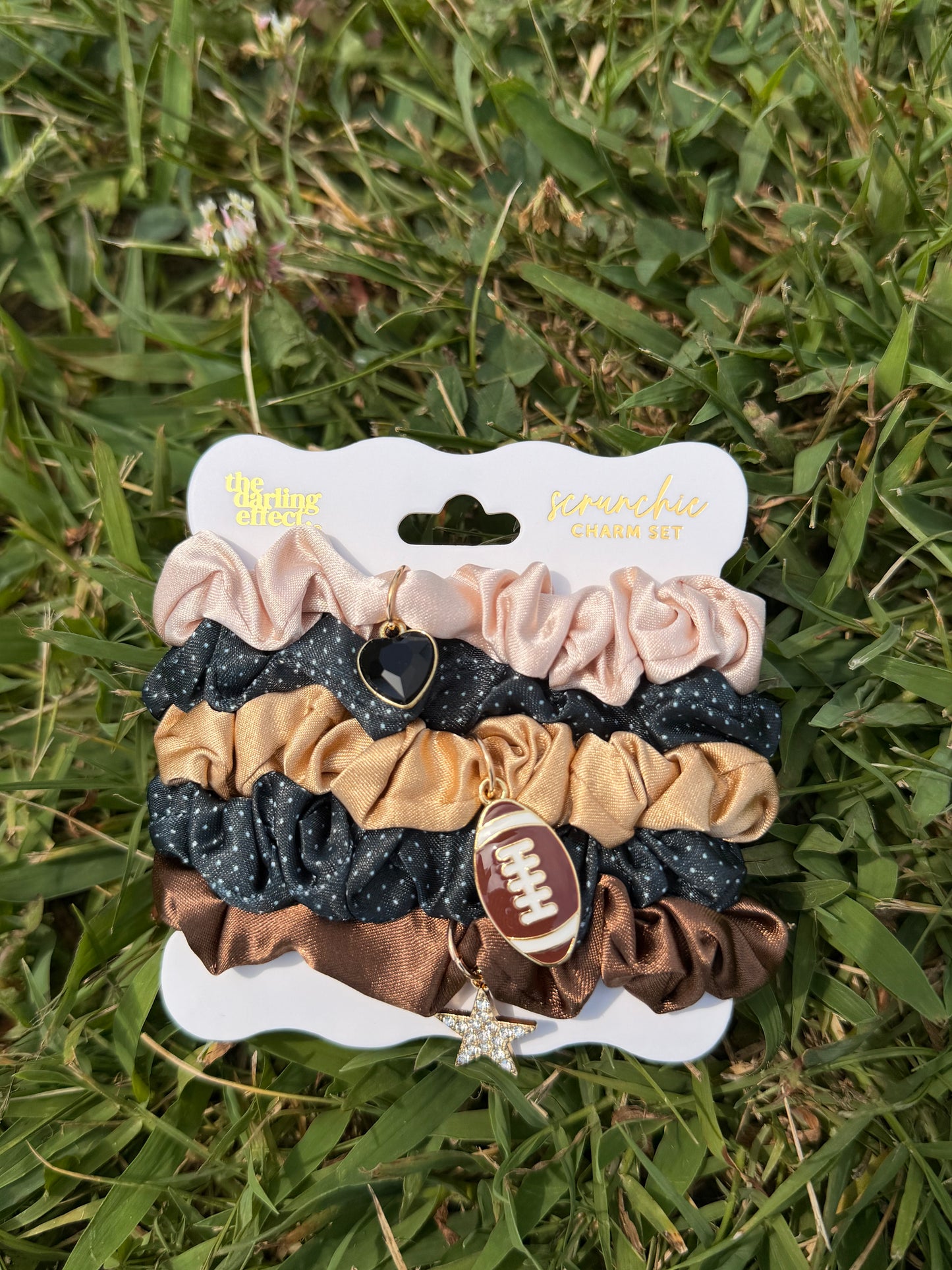Game Day Satin Scrunchie Charm Set