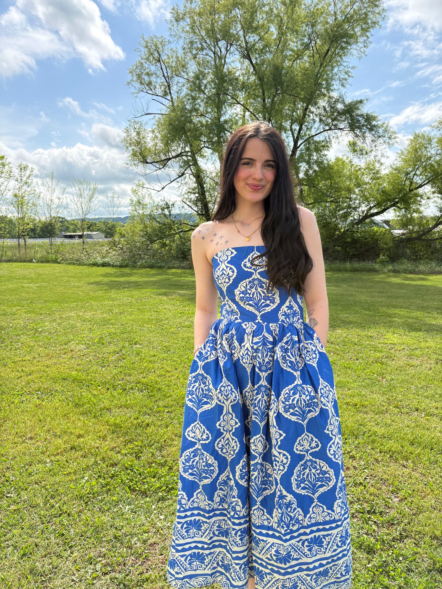 The Bloom Strapless Midi Dress