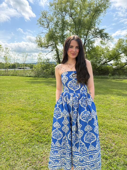The Bloom Strapless Midi Dress