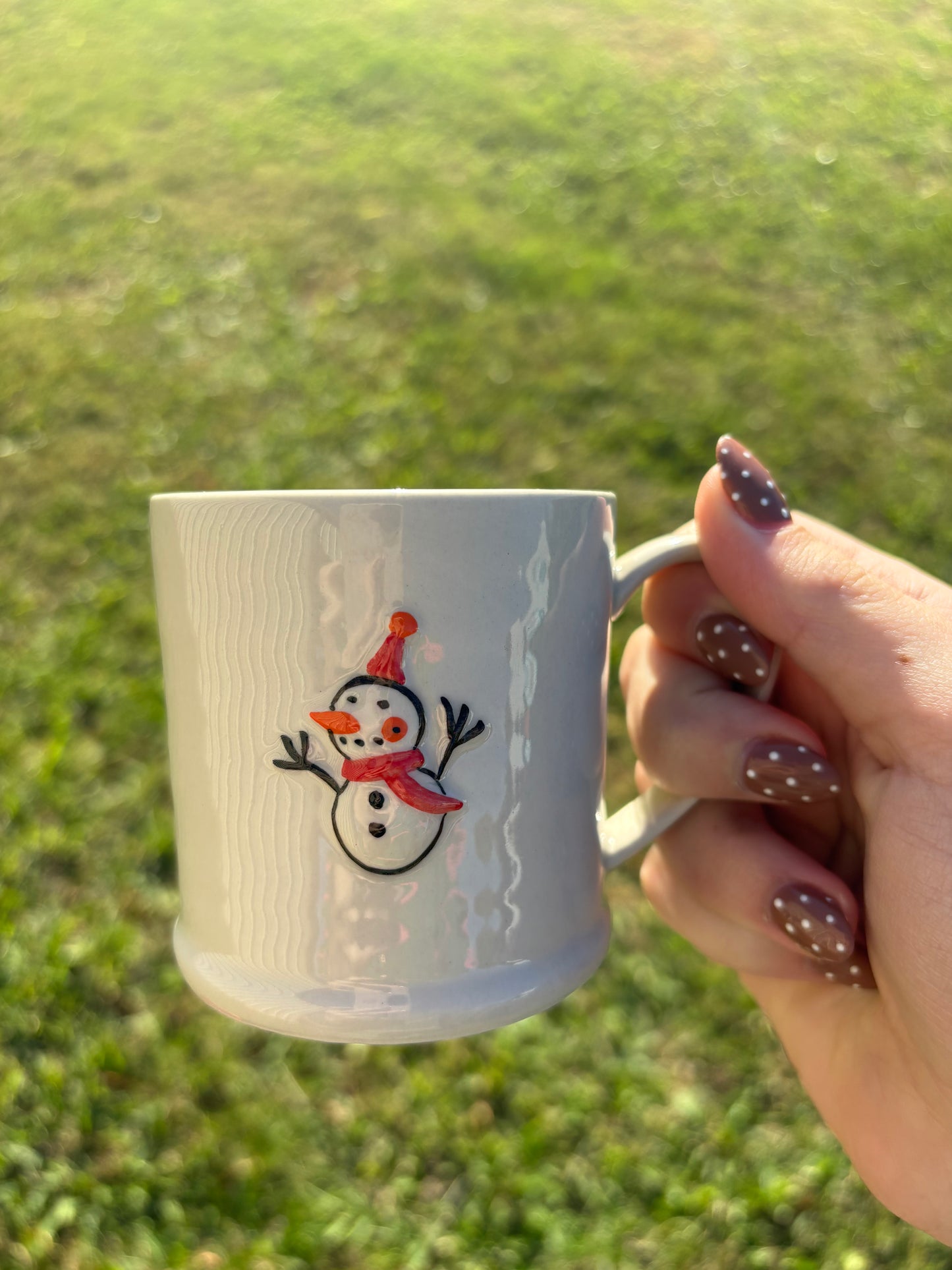 Embossed Stoneware Christmas Mug