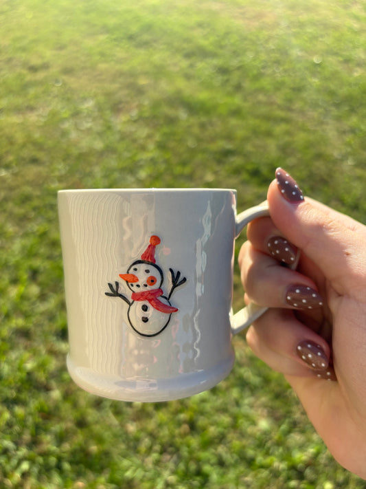 Embossed Stoneware Christmas Mug