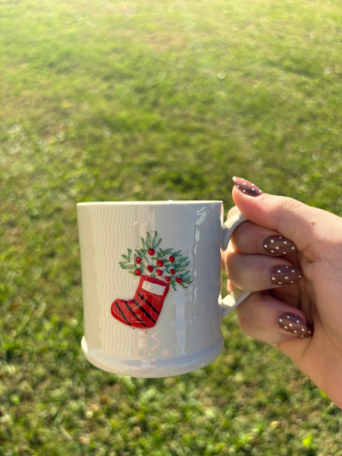 Embossed Stoneware Christmas Mug