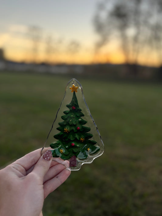Christmas Glass Tidbit Plate
