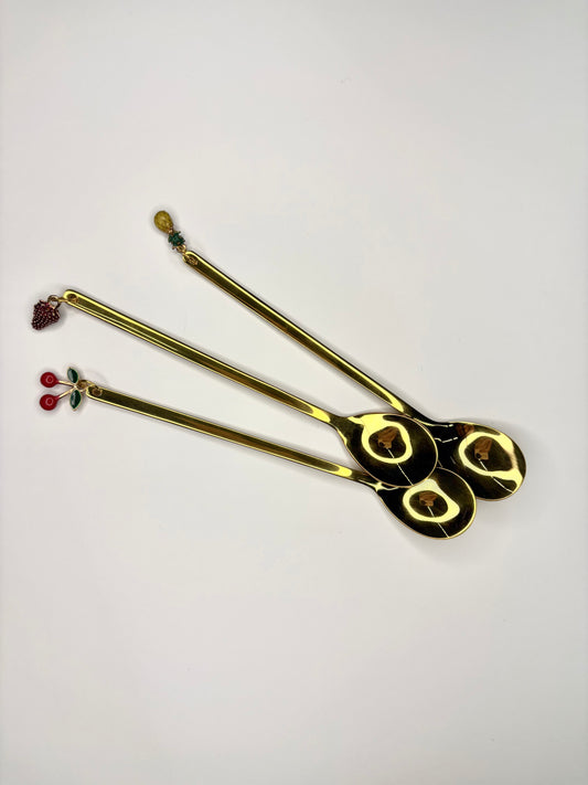 Gold Tea Spoon with Fruit Dangle