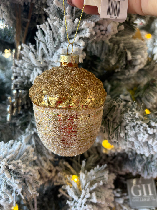 Gold Acorn Glass Ornament