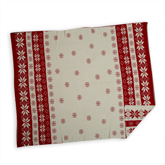 Snowflake & Poinsettia Galore Throw