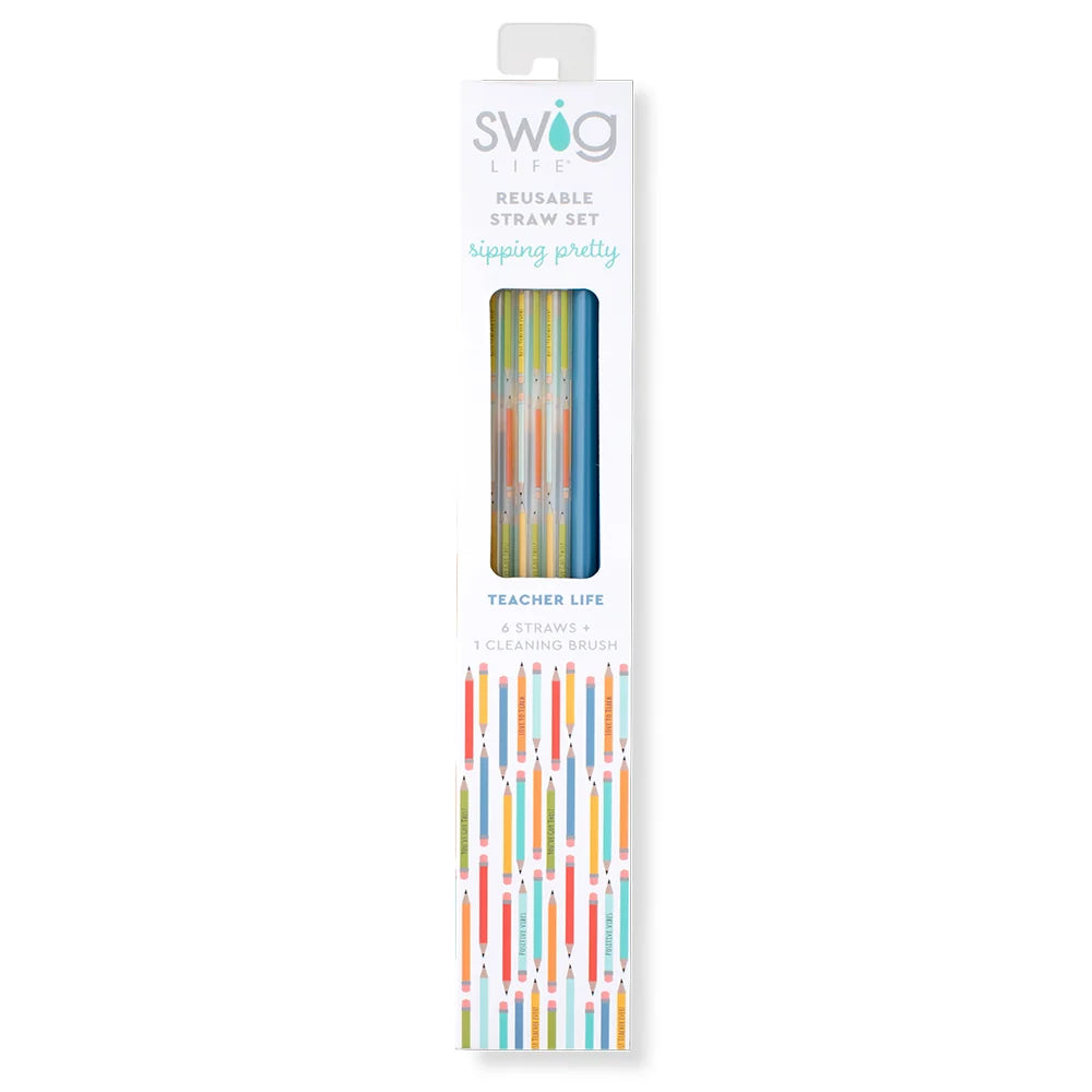 Teacher Life Reusable Straw Set