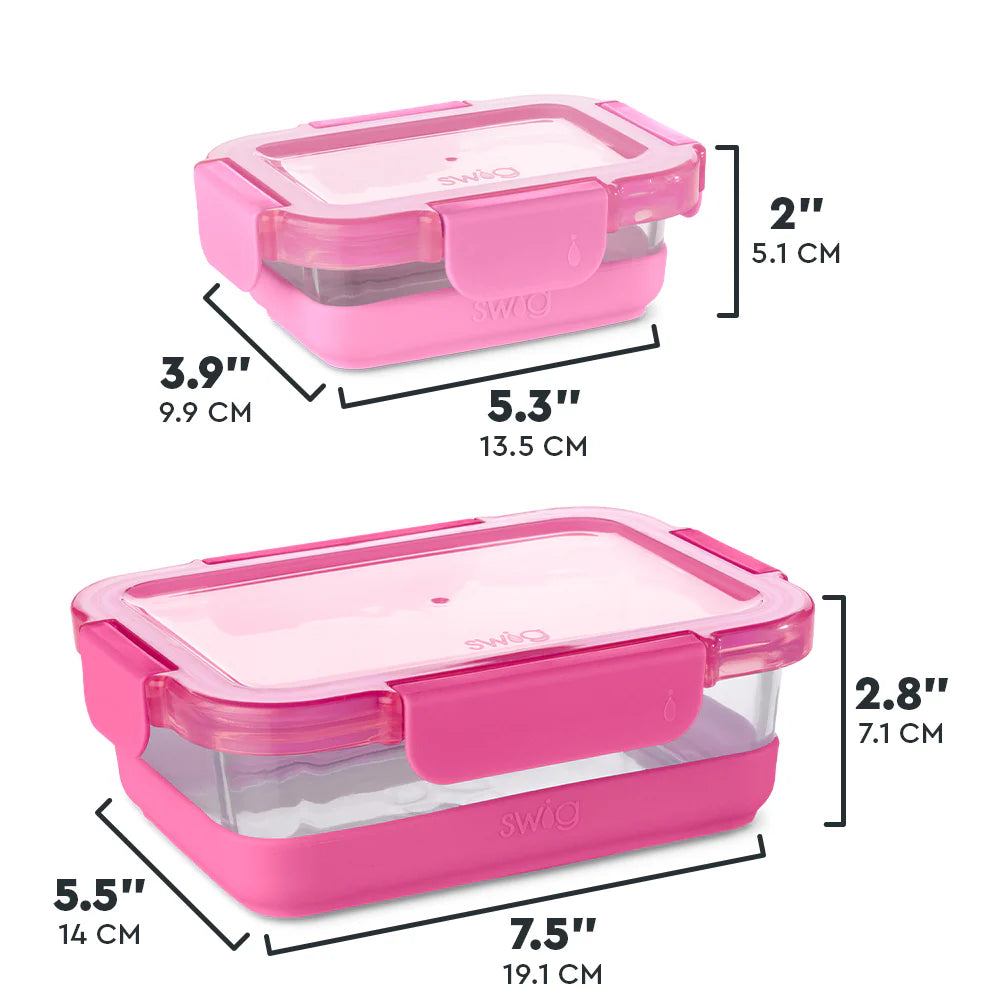 Pink 3pc Glass Food Storage