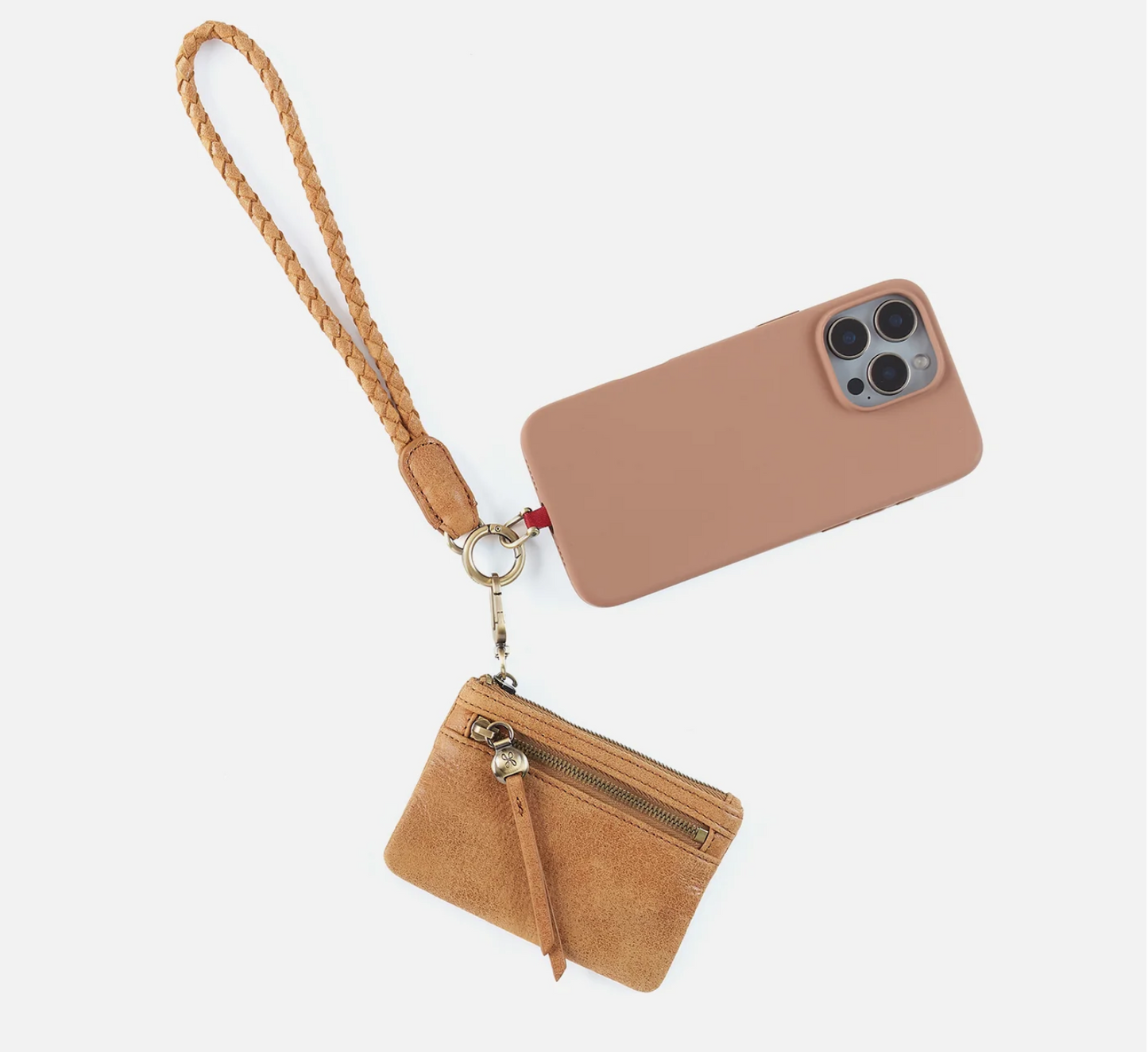 Whiskey Buffed Leather Lasso Phone Wristlet
