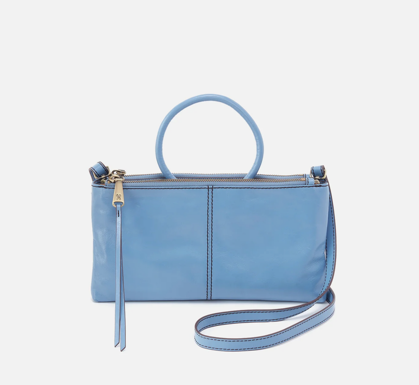 Sable Crossbody in Faded Denim Polished Leather