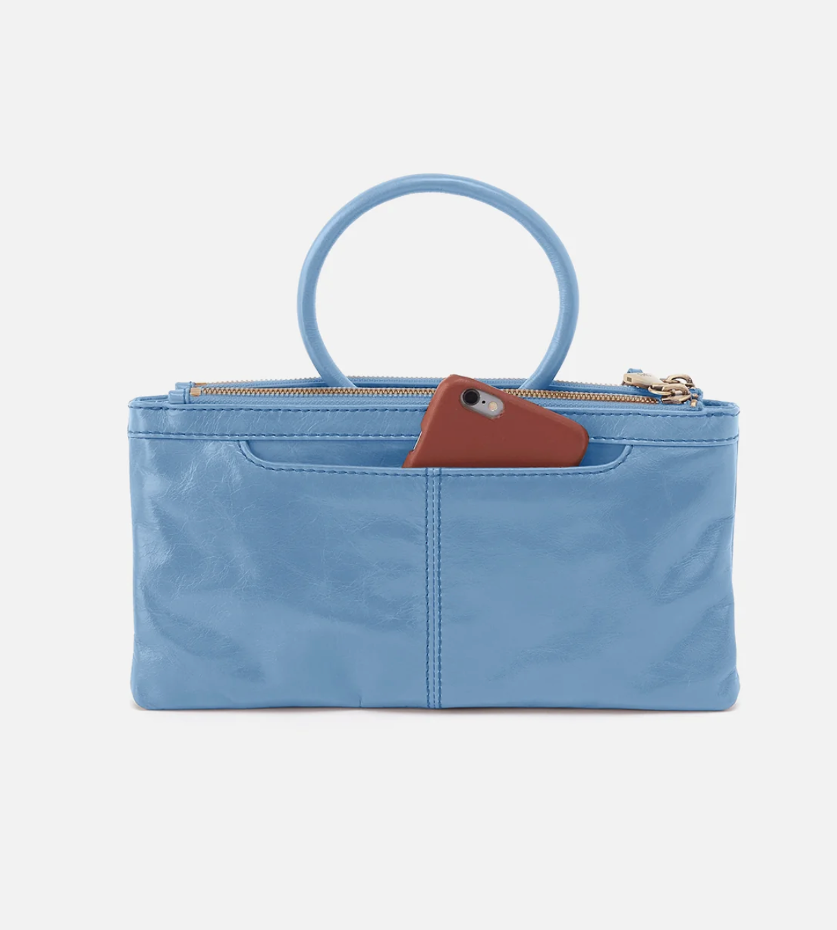 Sable Crossbody in Faded Denim Polished Leather
